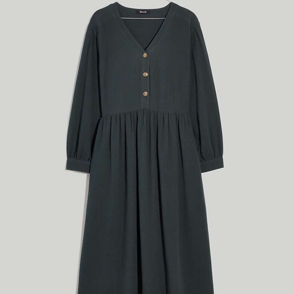 Madewell NWT Plus Lightspun Button-Front Midi Dress